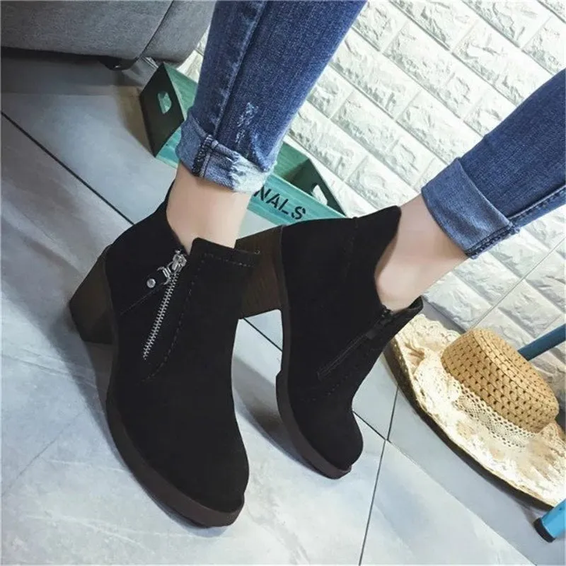 Square Heels Bottine Leisure Ankle Boots