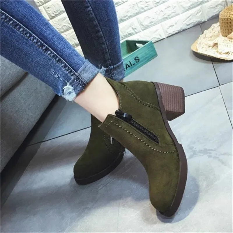 Square Heels Bottine Leisure Ankle Boots