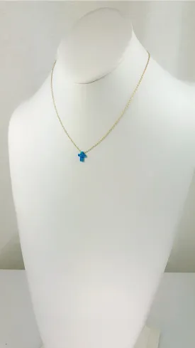 Sterling Silver Blue Moon Cross Opal Necklace