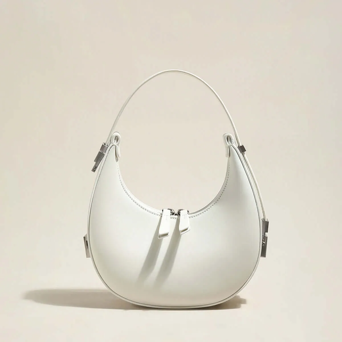 Structured Leather Crescent Moon Bag