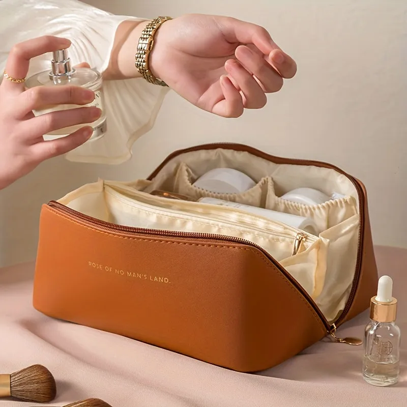 Stylish PU Cosmetic Bag Portable Makeup Storage Solution