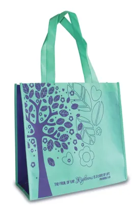 Teal Eco Tote Bag - Proverbs 11:30 "Tree Of Life"