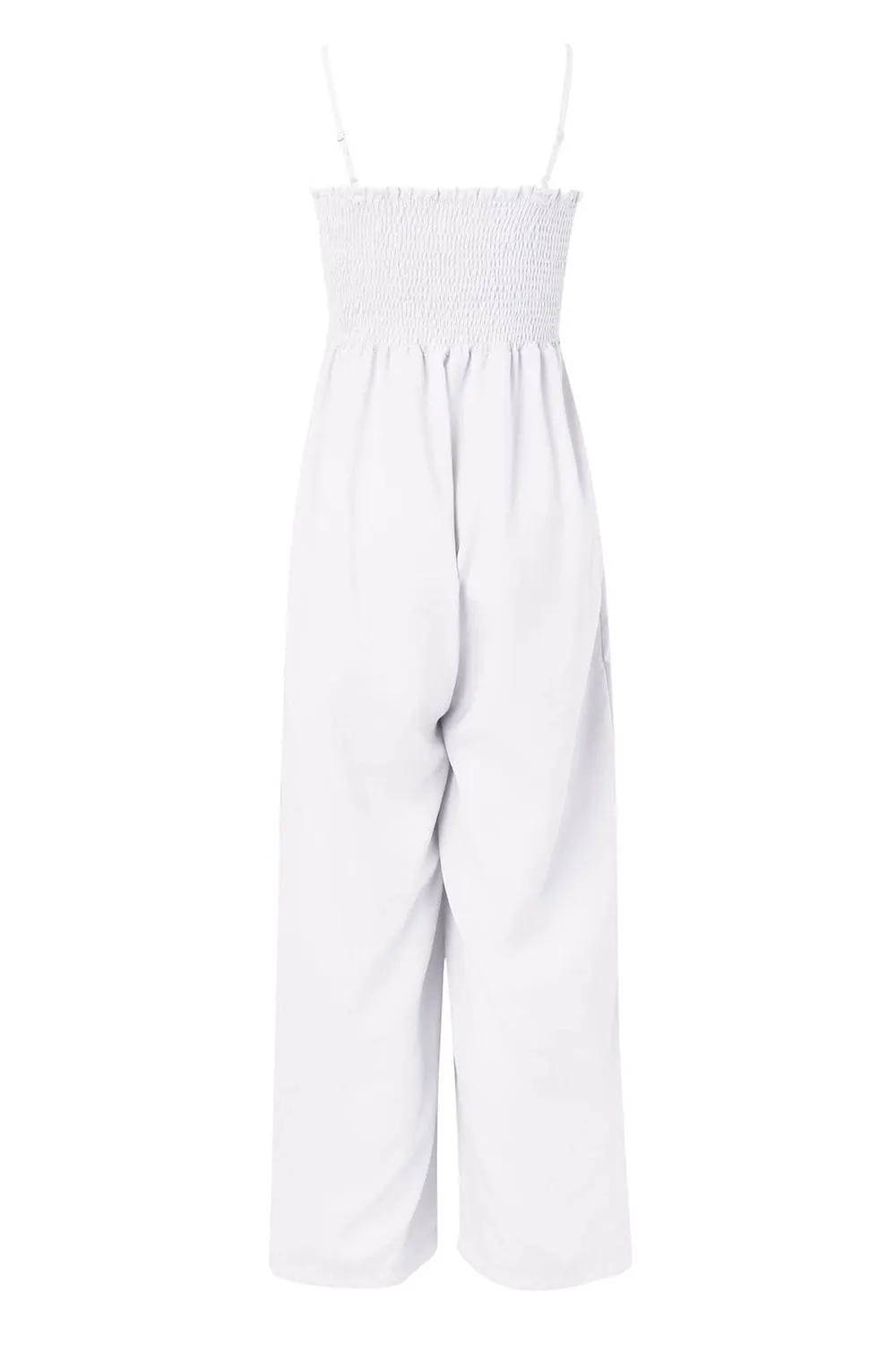 TEEK - Smocked Spaghetti Strap Wide Leg Jumpsuit