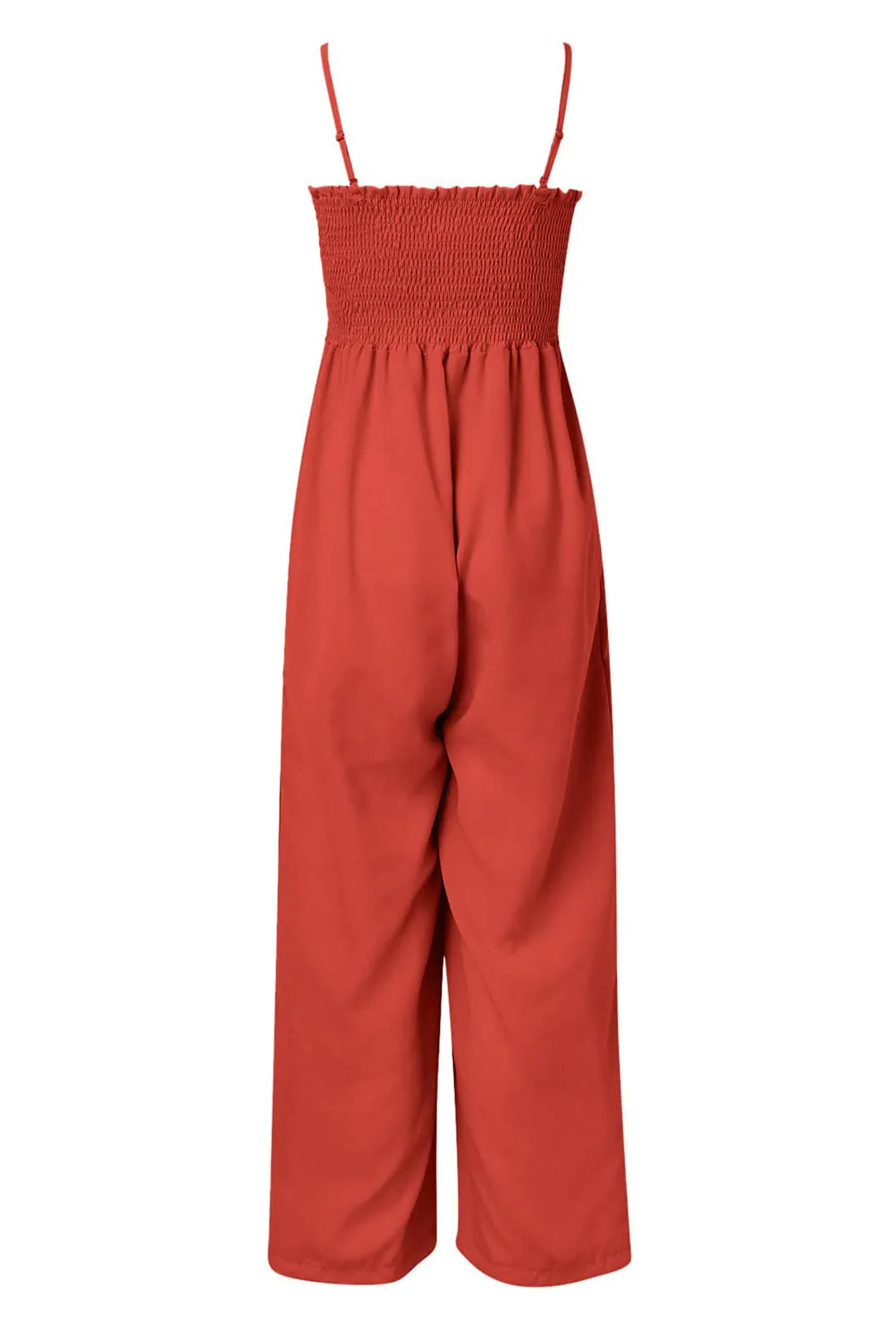 TEEK - Smocked Spaghetti Strap Wide Leg Jumpsuit