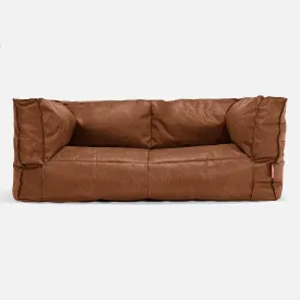 The 2 Seater Albert Sofa Bean Bag - Distressed Leather British Tan