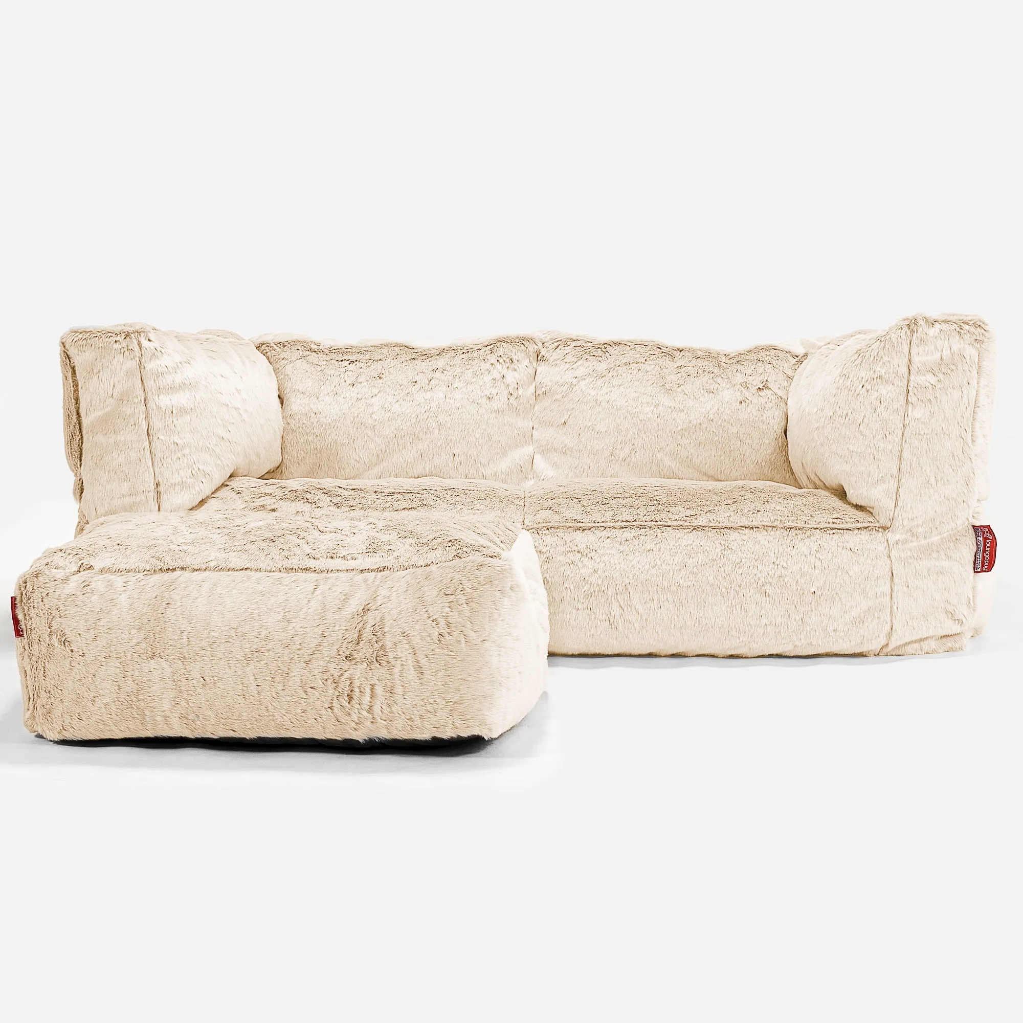 The 2 Seater Albert Sofa Bean Bag - Fluffy Faux Fur Rabbit White