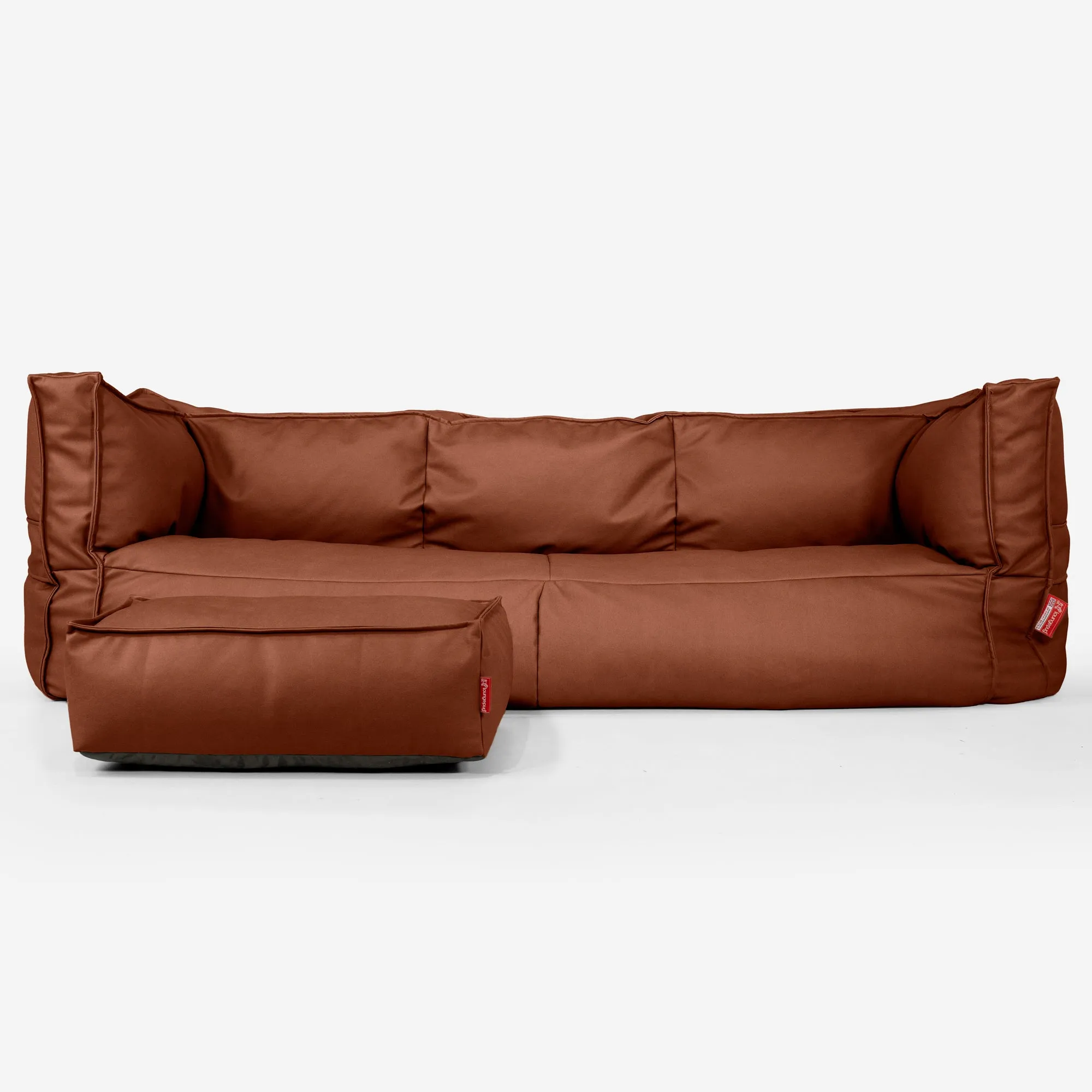 The 3 Seater Albert Sofa Bean Bag - Vegan Leather Chestnut