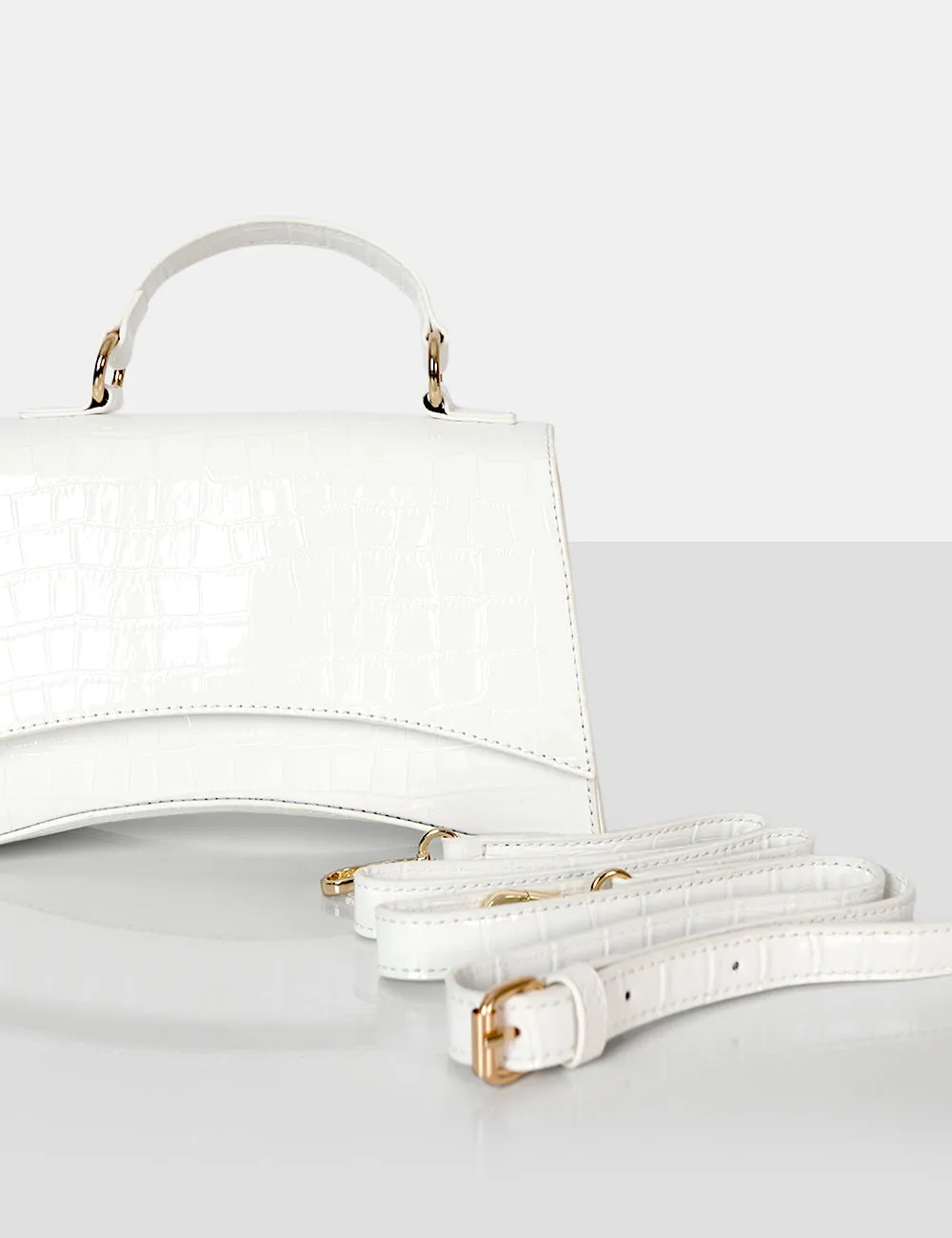 The Remmy White Croc Mini Handbag