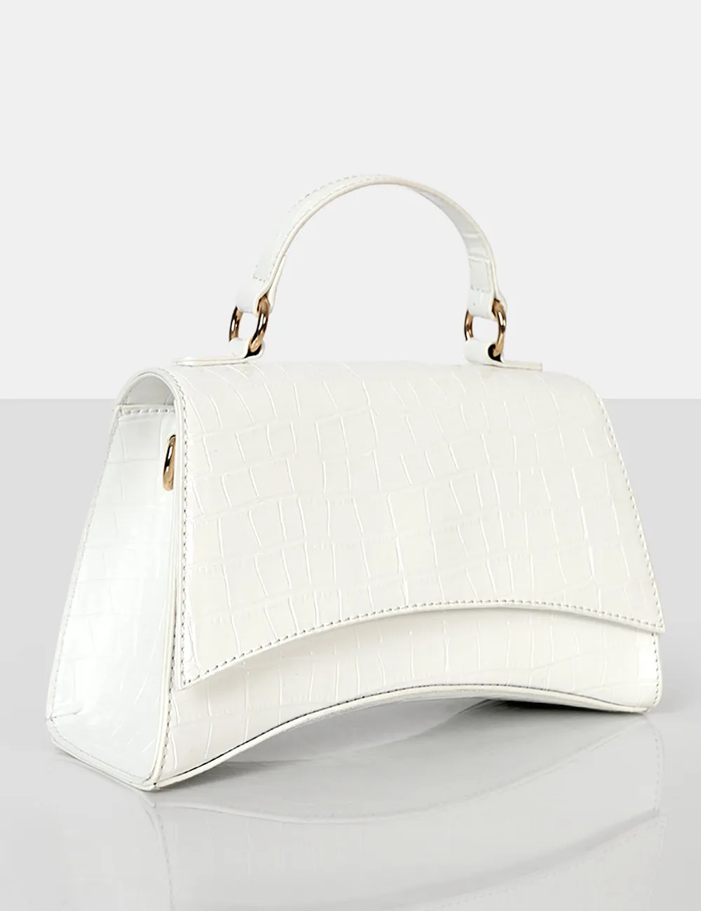 The Remmy White Croc Mini Handbag