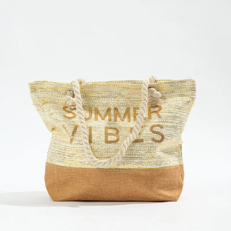 Trendy Beach Bag - Natural