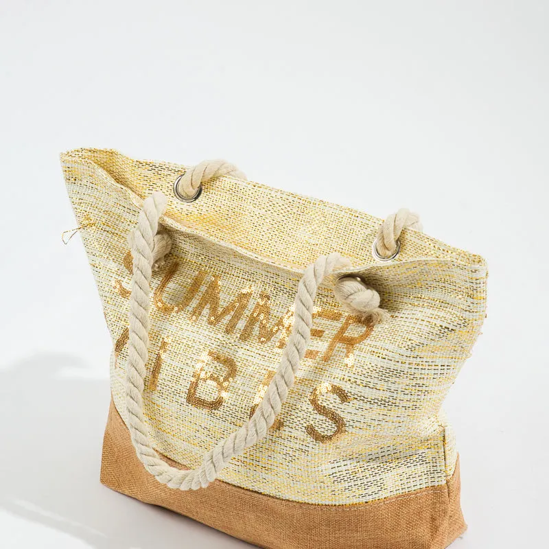 Trendy Beach Bag - Natural