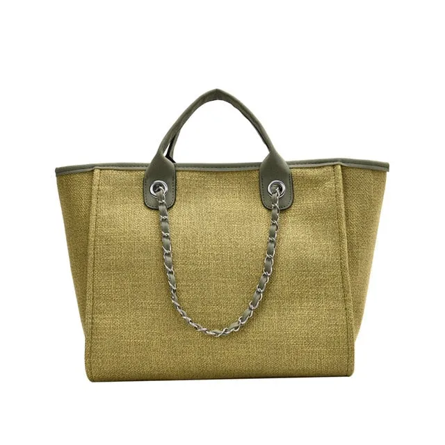 Trendy Large Cotton Fabric Handbag