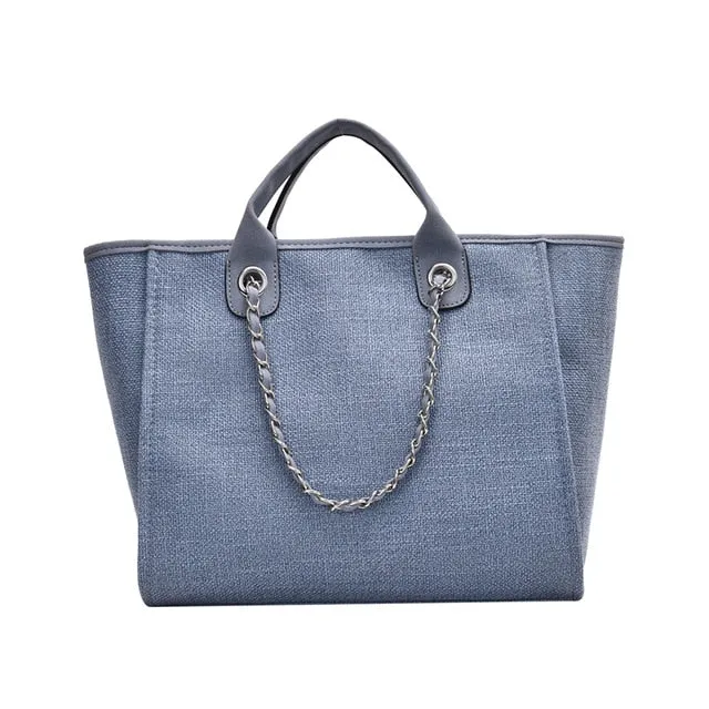 Trendy Large Cotton Fabric Handbag