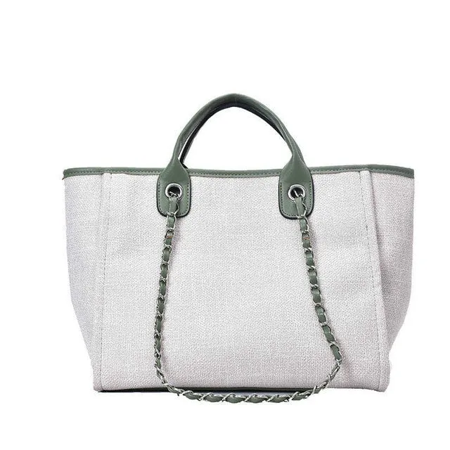 Trendy Large Cotton Fabric Handbag