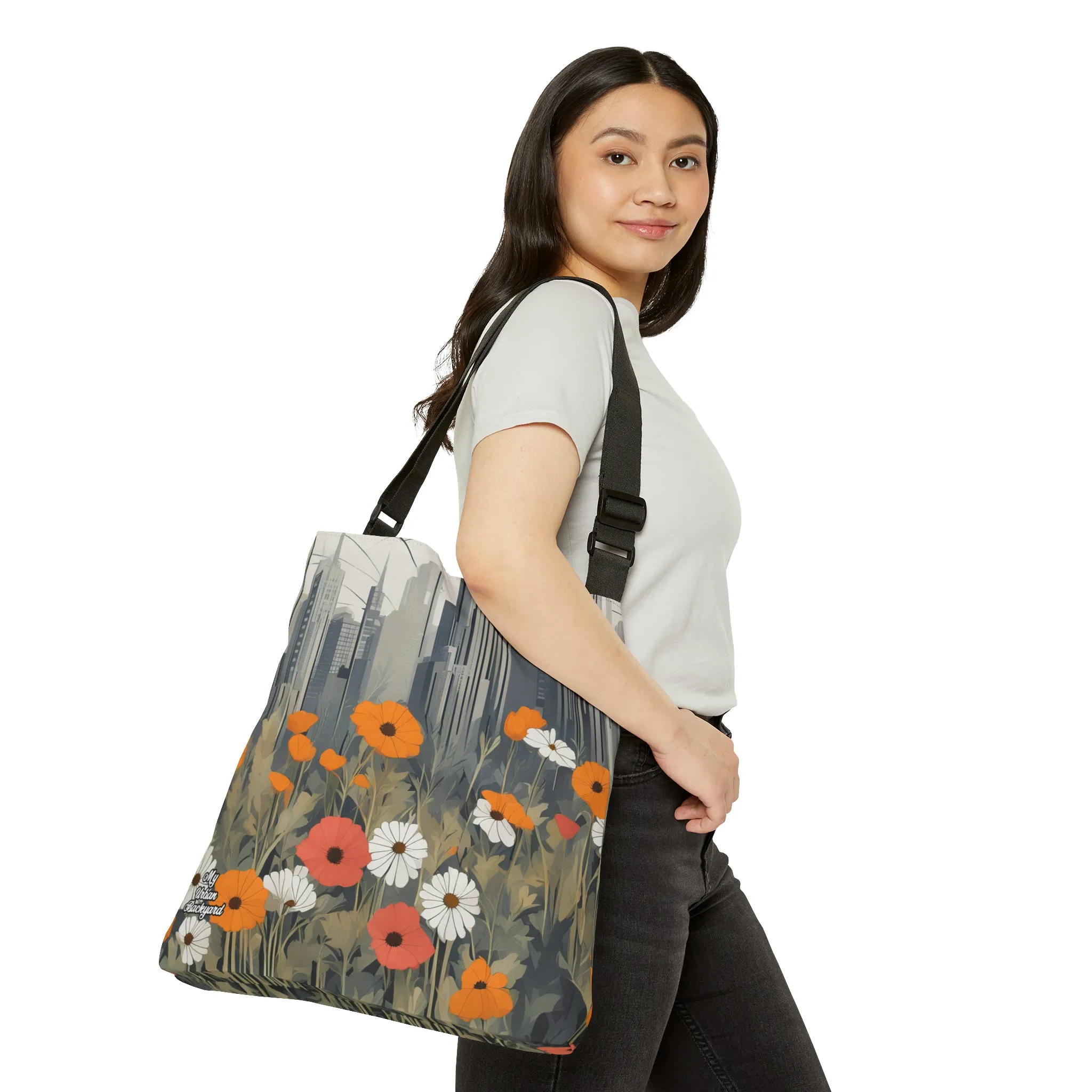 Urban Wildflowers, Tote Bag with Adjustable Strap - Trendy and Versatile