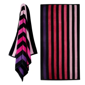 Velour Striped Beach Towel Sunset