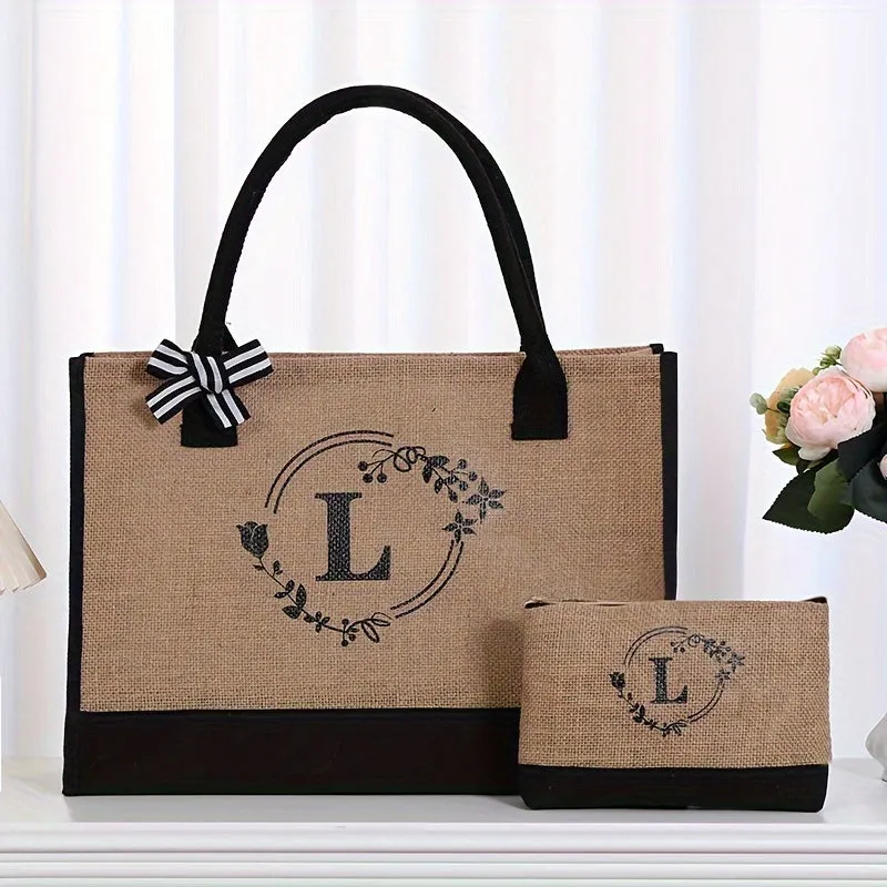 Versatile Letter Print Tote Chic Handbag for Shopping  Gifting