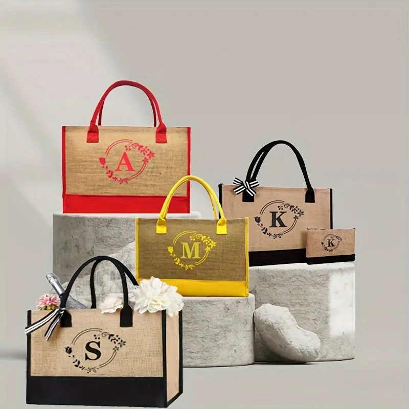 Versatile Letter Print Tote Chic Handbag for Shopping  Gifting