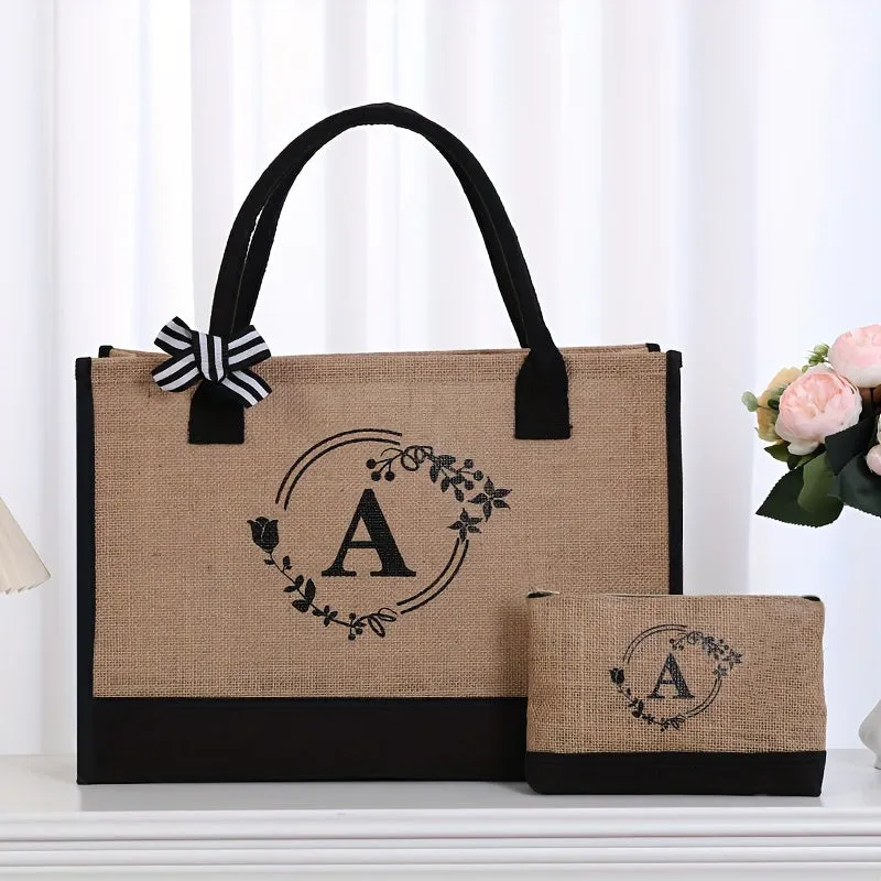 Versatile Letter Print Tote Chic Handbag for Shopping  Gifting