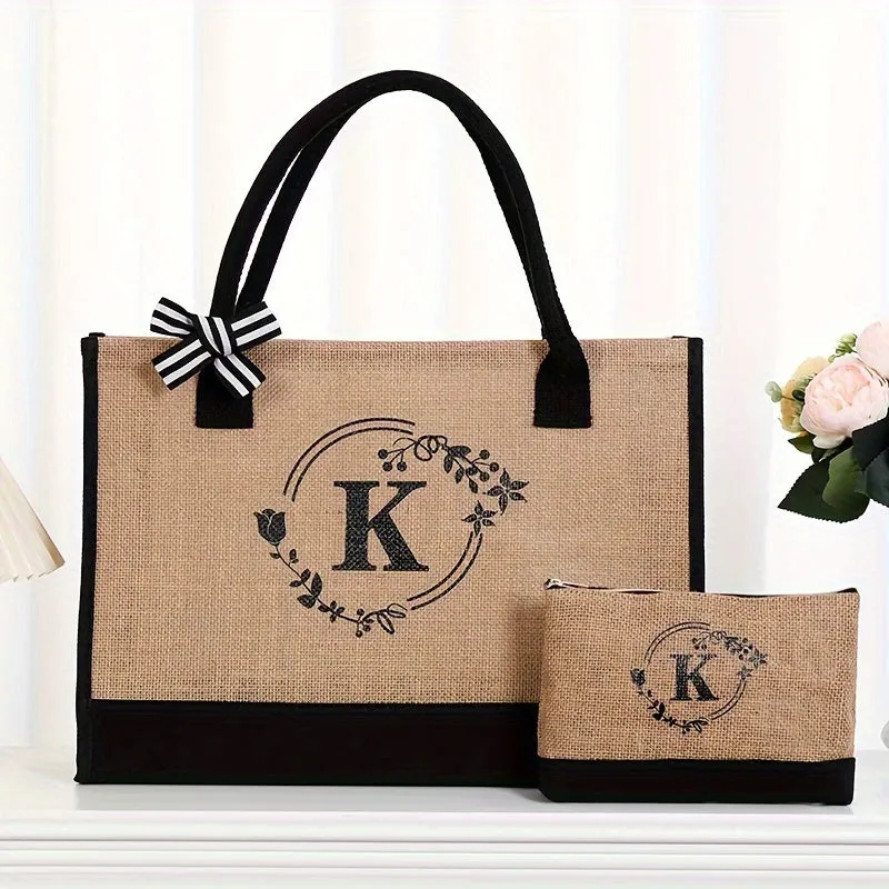 Versatile Letter Print Tote Chic Handbag for Shopping  Gifting