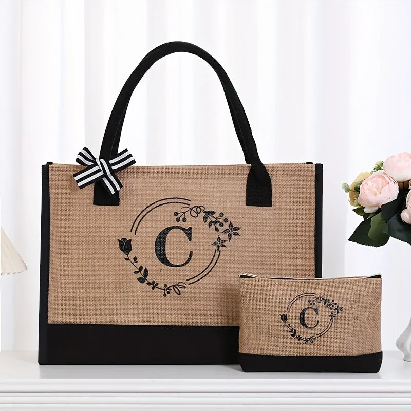 Versatile Letter Print Tote Chic Handbag for Shopping  Gifting