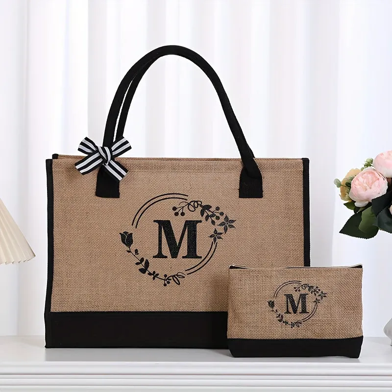 Versatile Letter Print Tote Chic Handbag for Shopping  Gifting