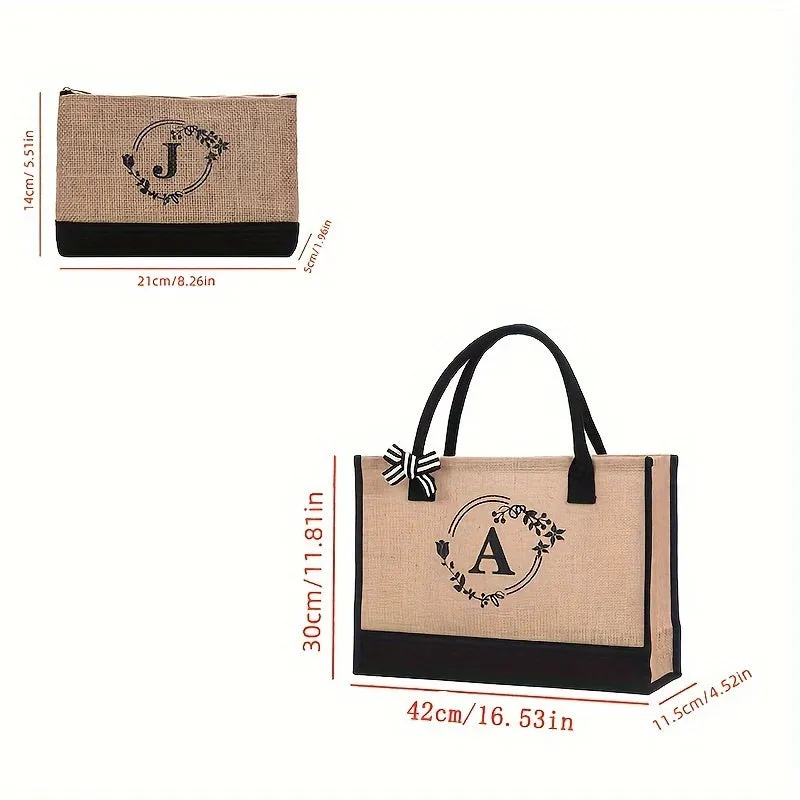 Versatile Letter Print Tote Chic Handbag for Shopping  Gifting