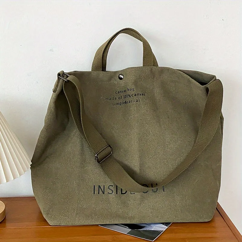 Womens Stylish Letter Canvas Tote Spacious  Versatile Travel Companion