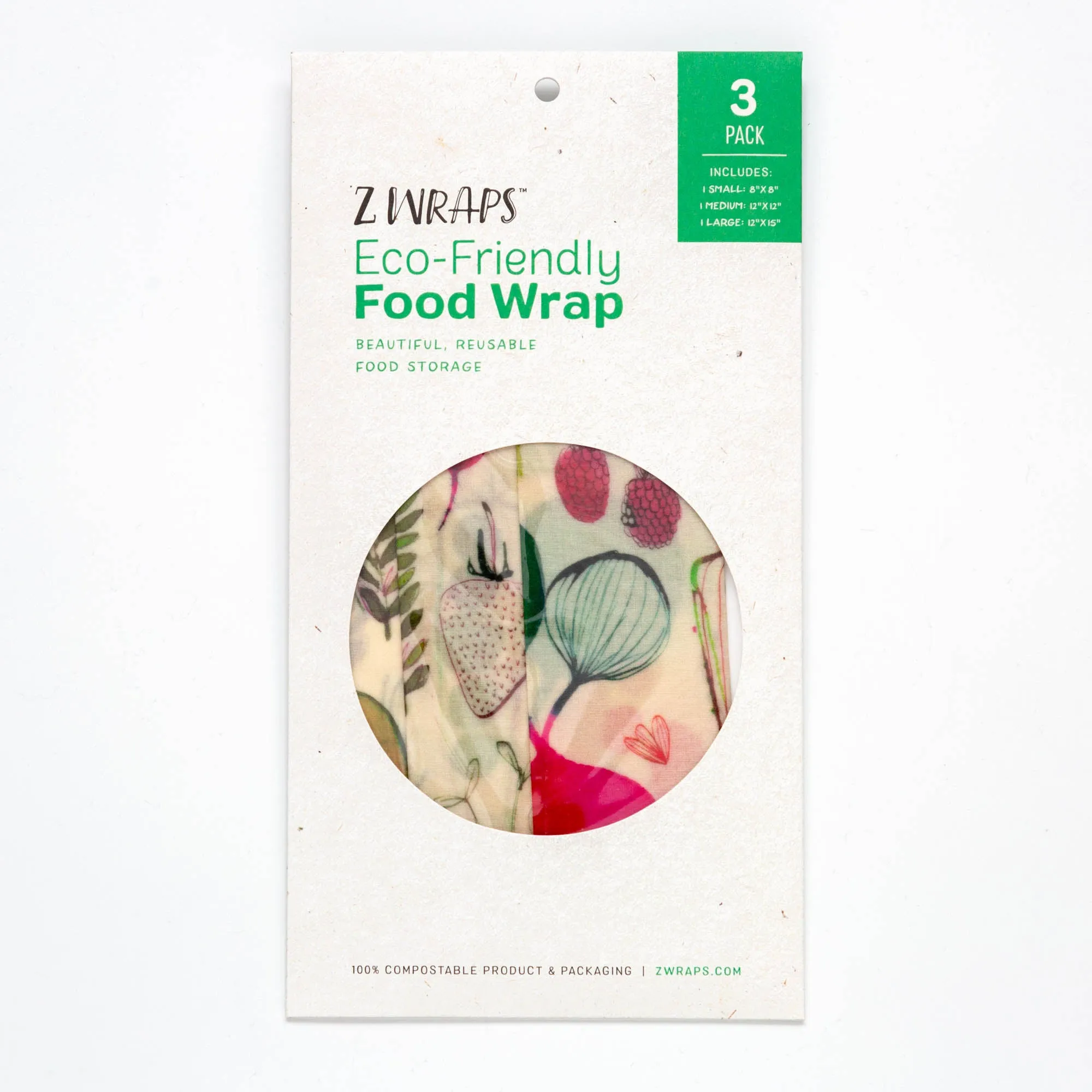 Z Wraps 3-Pack (Small, Medium, Large) Reusable Food Wraps