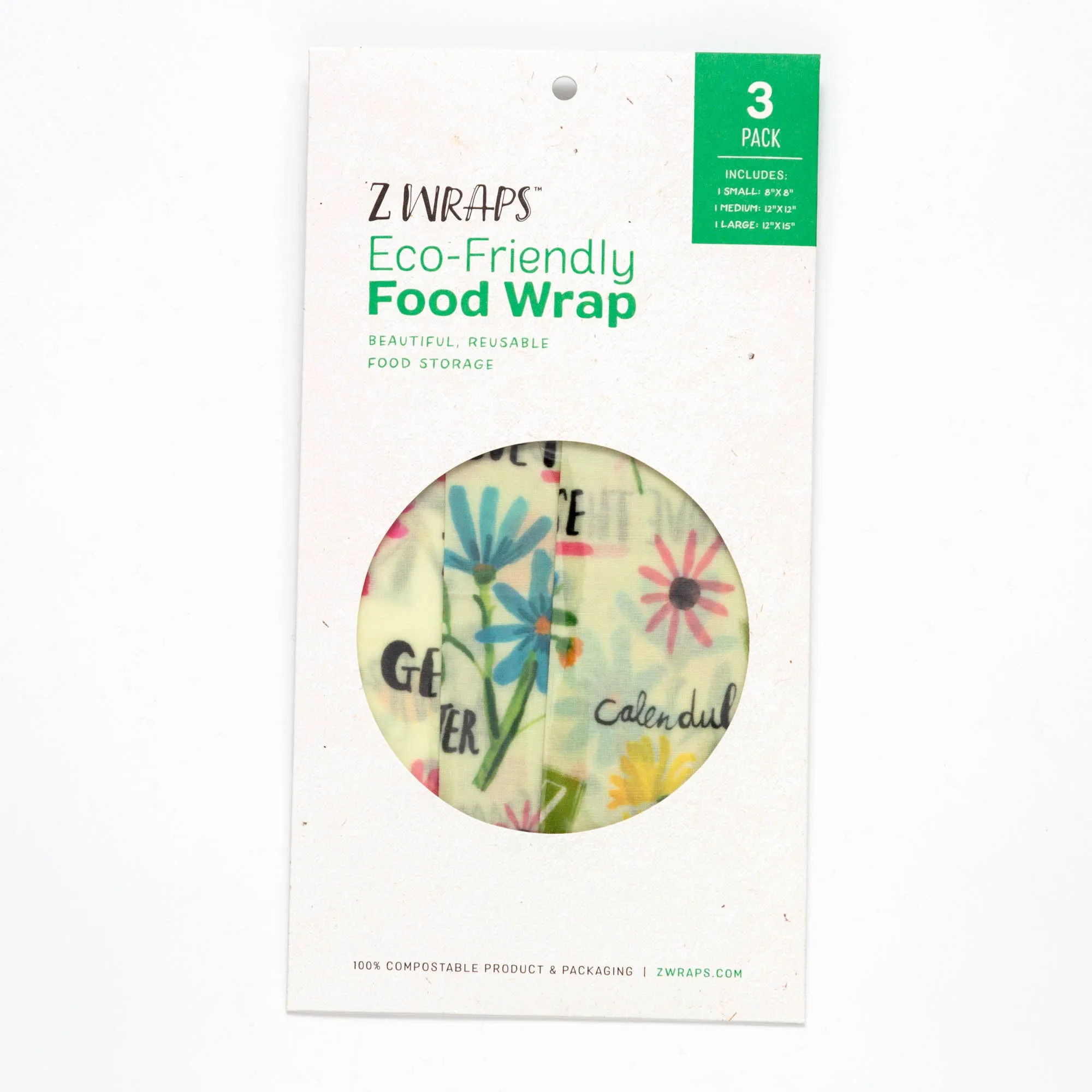 Z Wraps 3-Pack (Small, Medium, Large) Reusable Food Wraps