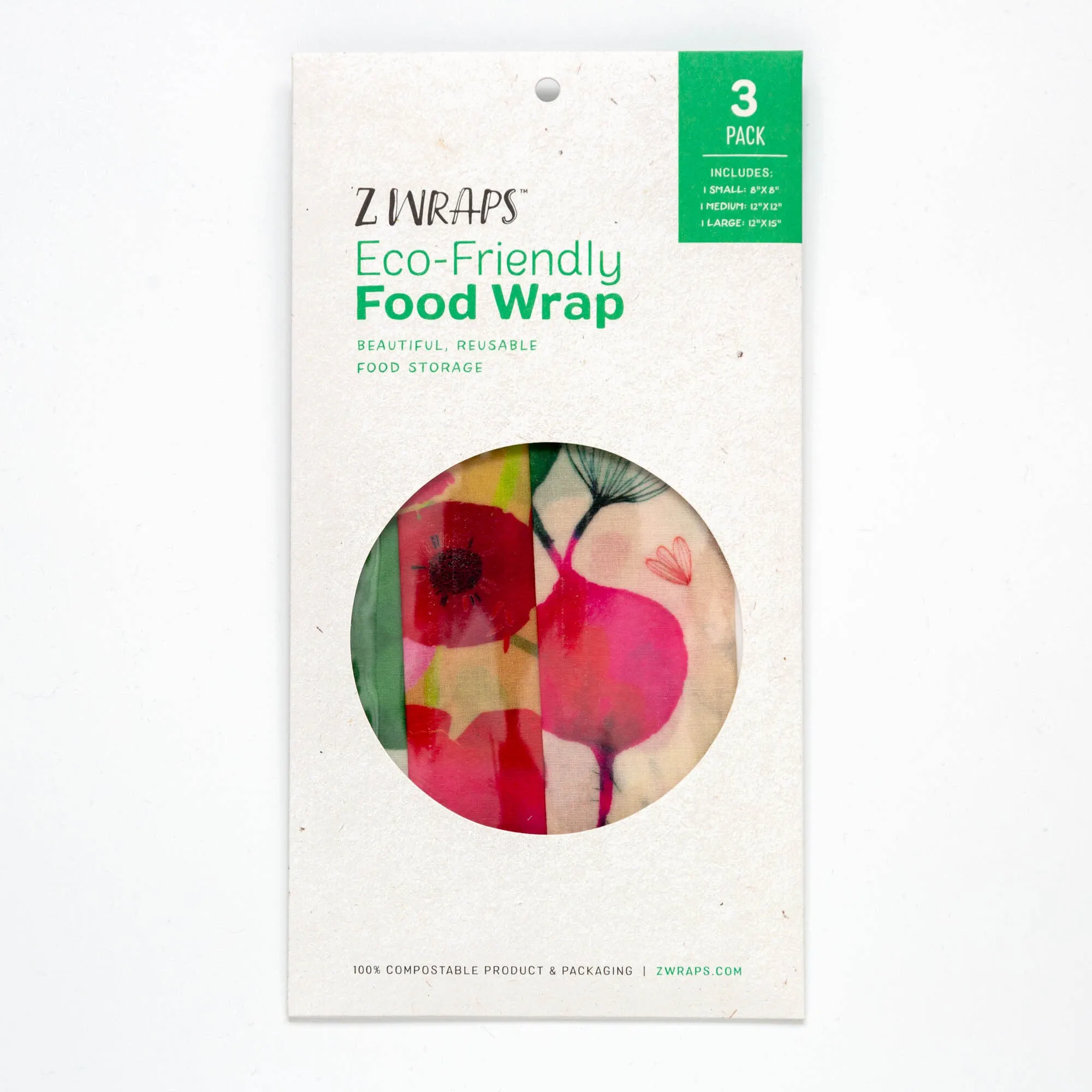 Z Wraps 3-Pack (Small, Medium, Large) Reusable Food Wraps